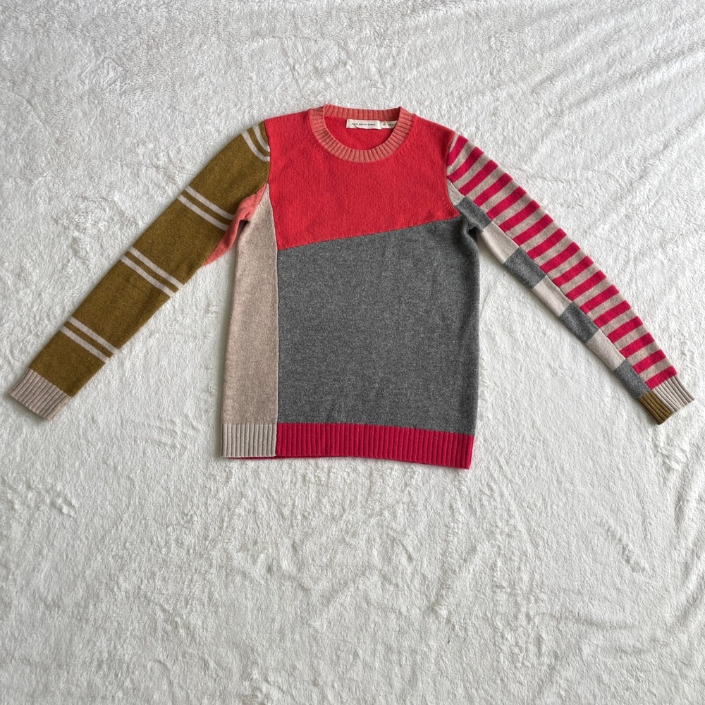 Isabel Marant Etoile Lambswool Colorblock Striped Sweater Red Grey Size 38 US M